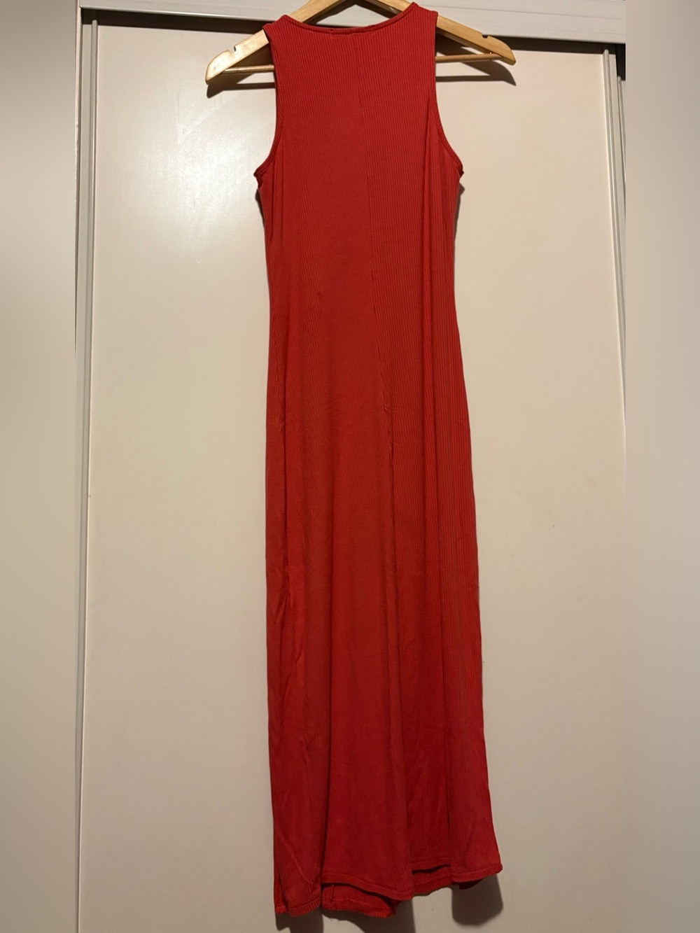 Dynamite Rust Red Ribbed Maxi Dress with Side Slit - Picture 2 of 6
